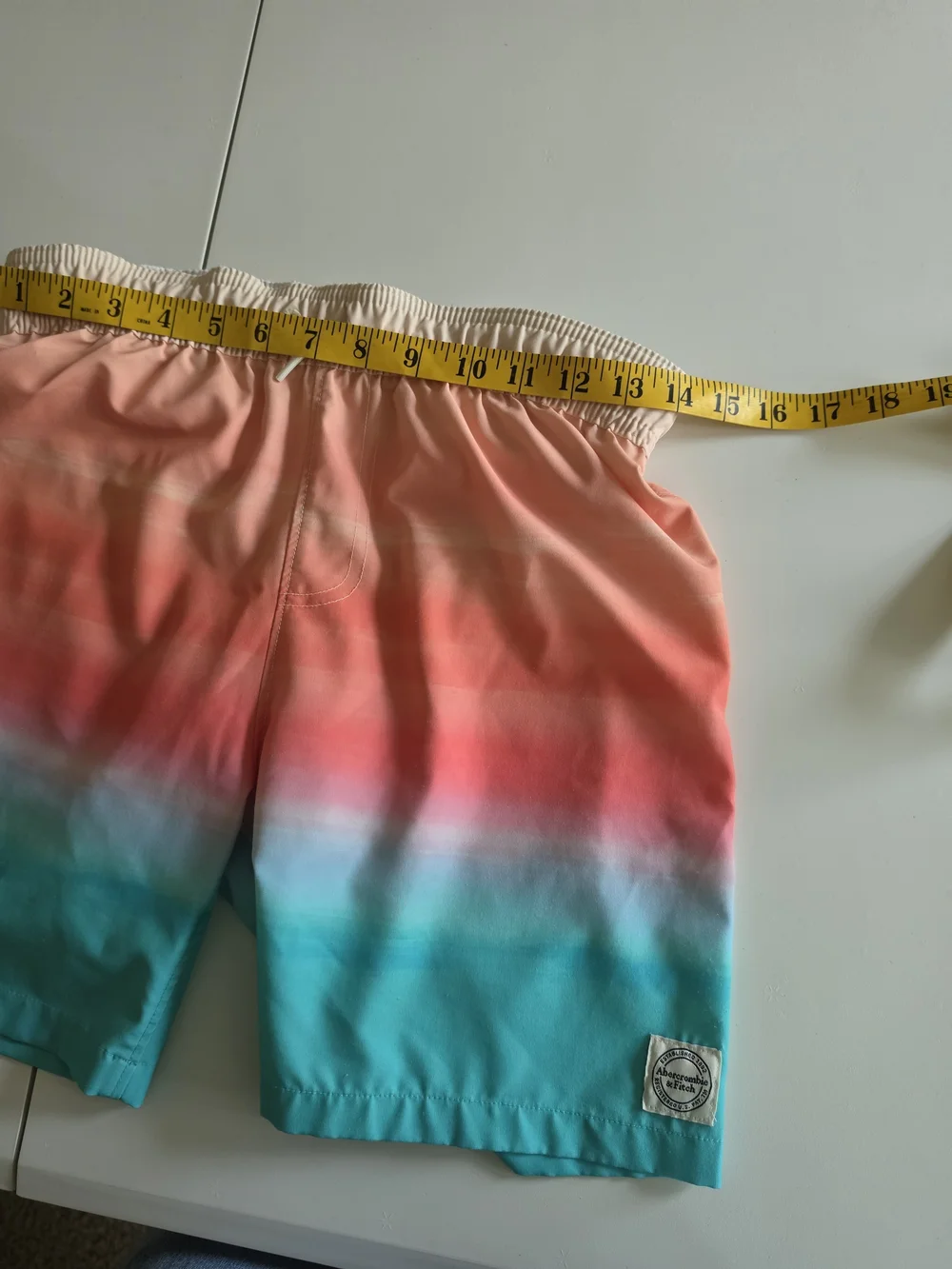 Abercrombie Kids Gradient Coral to Aqua Swim Shorts Size 11/12